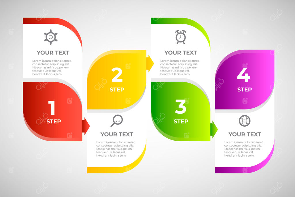 مراحل اینفوگرافیک با گرادیان رنگارنگ