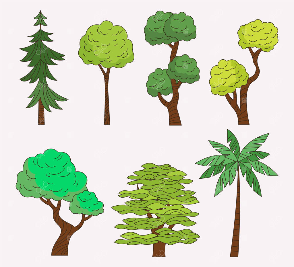 مجموعه‌ای از طرح‌های دستی درختان