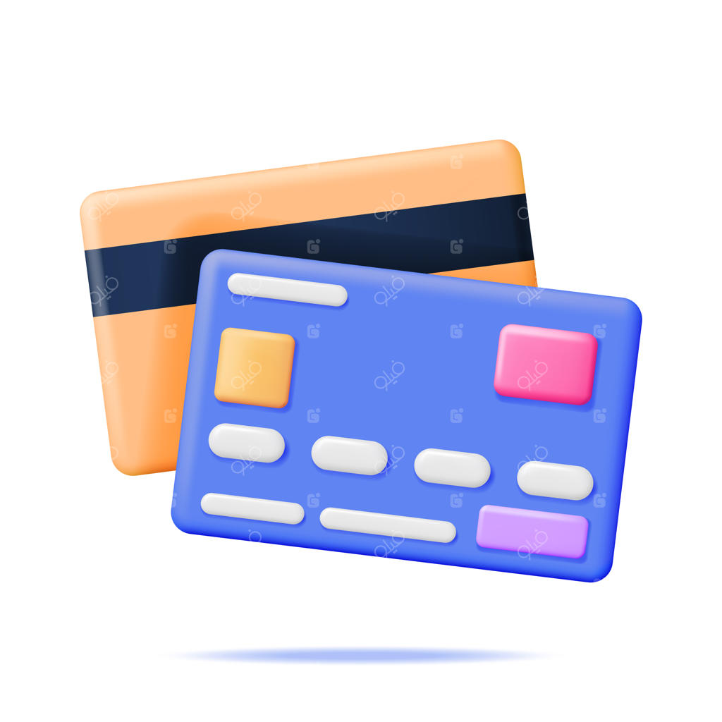 کارت بانکی سه‌بعدی بر روی پس‌زمینه سفید