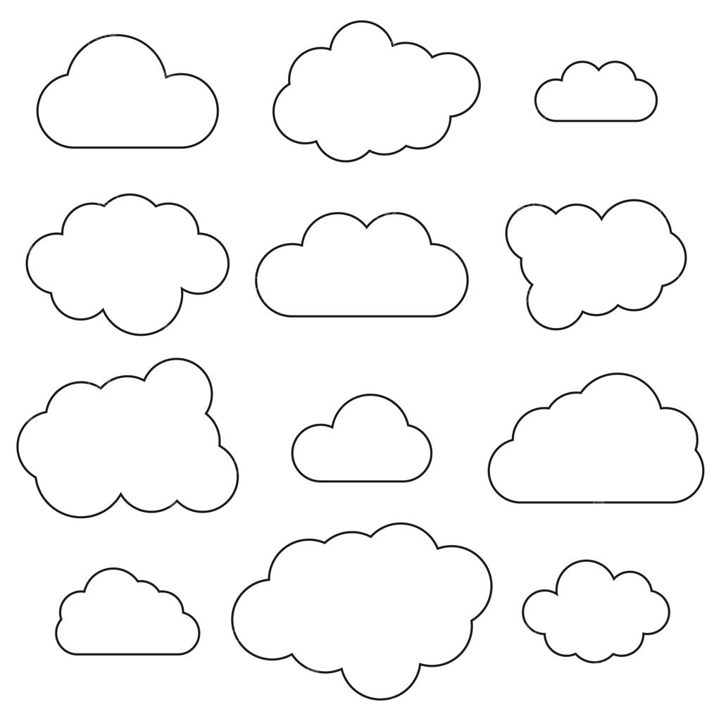 تصویر استوک: تصاویر ساده خطی از ابرها در سبک خطی وکتور با قاب‌های متنوع