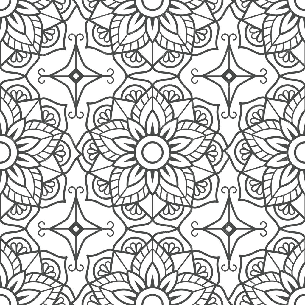 الگوی یکپارچه ماندالای سیاه و سفید