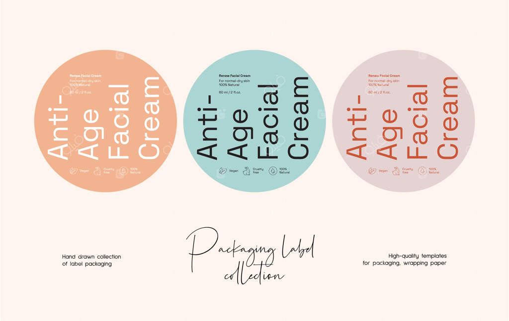 پترن طراحی برچسب لوازم آرایشی با طرح خطی دست‌ساز